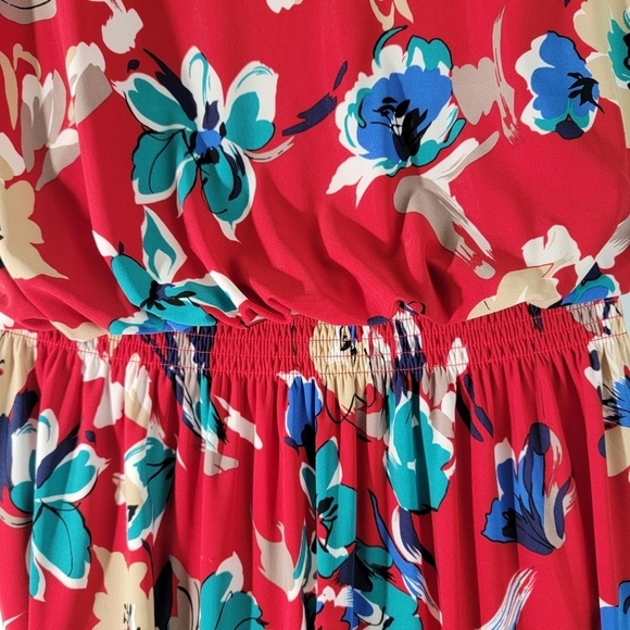 Evan Picone Women Multicolored Floral Dress Sz 10 Pleated Stretchy Elastic Waist - Picture 8 of 12